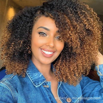 Afro curl t1b 27 human hair clip in, ombre brown blonde clip in hair extension afro kinky, afro curly hair clip in extensions